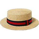 Straw Boater Hat Women Men Skimmer Hat Wide Brim Amish Hat Christmas Costume Handmade Natural Straw Hat