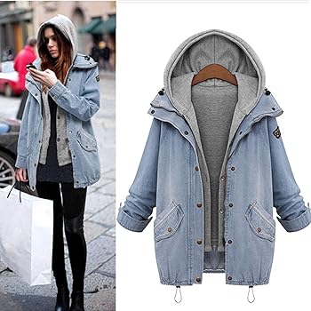 hooded drawstring boyfriend trends jean swish pockets two piece coat