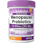 NewRhythm Menopause Probiotics for Women, 7-in-1 Relief, Prebiotics, Black Cohosh Trans-Resveratrol Chasteberry Red Clover Dong Quai, Hot Flashes Night Sweats, No Soy, No Estrogen, 30 Ct
