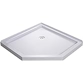 DreamLine SlimLine 42 in. D x 42 in. W x 2 3/4 in. H Corner Drain Neo-Angle Shower Base in White, DLT-2042420