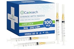 Zemoul 100PCS 3mL/CC Syringes 25g 1.5inch Needle, Scientific Lab,Refilling Inks,Measurement, Individually Wrapped