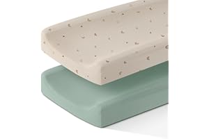 POIKSHARK 100% Cotton Muslin Changing Pad Cover for Boys Girls Baby 2 Pack, Soft and Breathable Diaper Change Table Sheets, Fit 32"x16" Contoured Pad