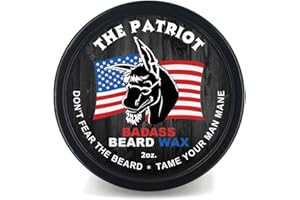 Badass Beard Care Beard Wax for Men - The Patriot Scent, 2 oz - Softens Beard Hair, Leaves Your Beard Looking and Feeling More Dense