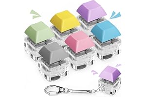 Boxgear 6 Pieces Keyboard Fidget Keychain Clicker Fidget Toy Finger Keyboard Fidget Toy Fidget Button Stress Relief for Adult and Kids (6 Pcs Set)