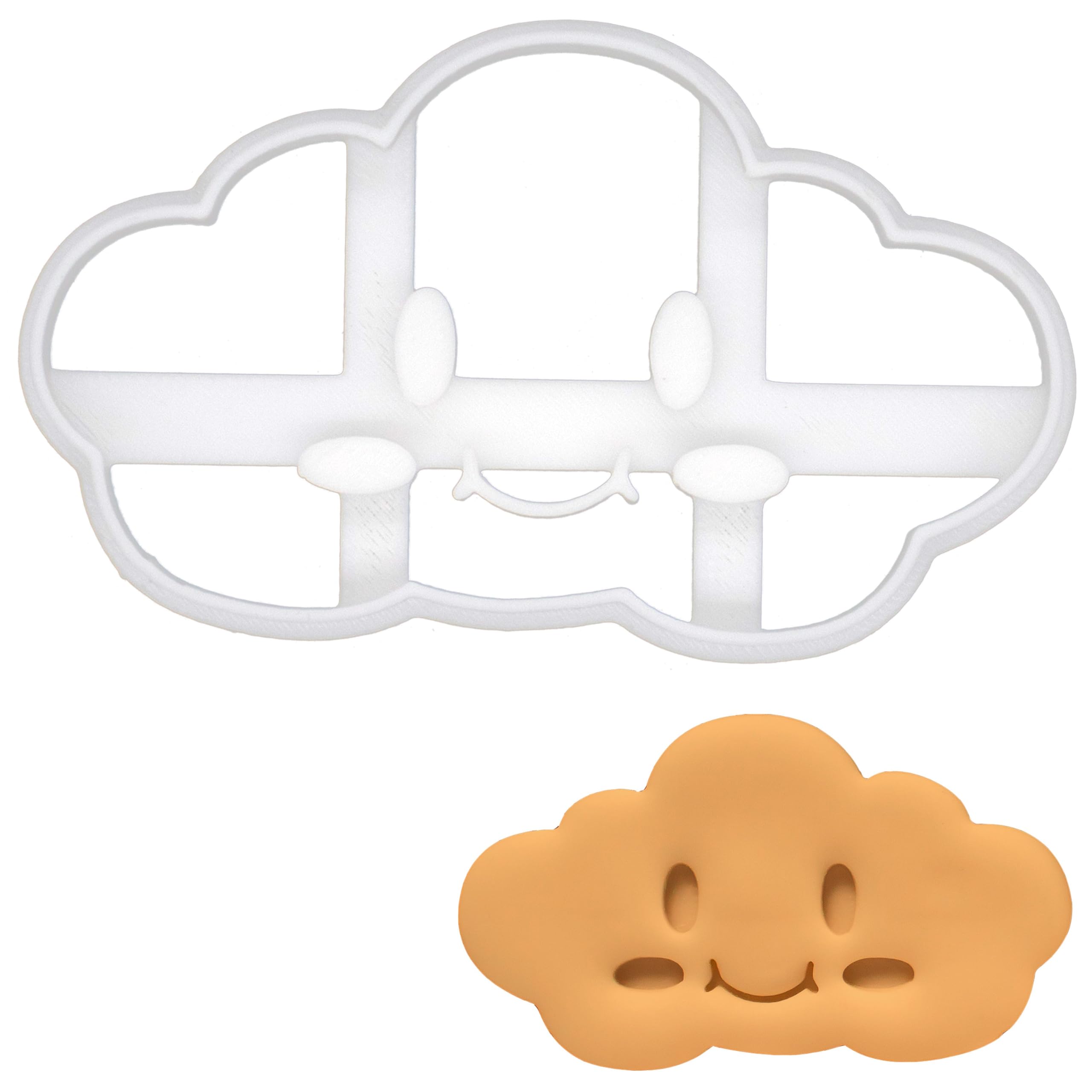 BAKERLOGY Smiling Cloud Cookie Cutter - Detailed Biscuit Cutter Design for Baking and Crafts, Ideal on Fondant, Dough, Clay