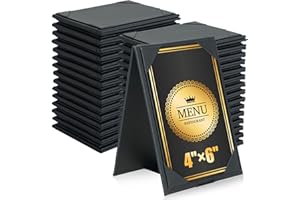 FLKQC 30 Pack Double-Sided Menu Holders 4"x 6", PU Leatherette A-Frame Table Tents for Restaurant, Bar, Cafe, Wedding, Durable and Foldable Design (30 Pack, 4" x 6")