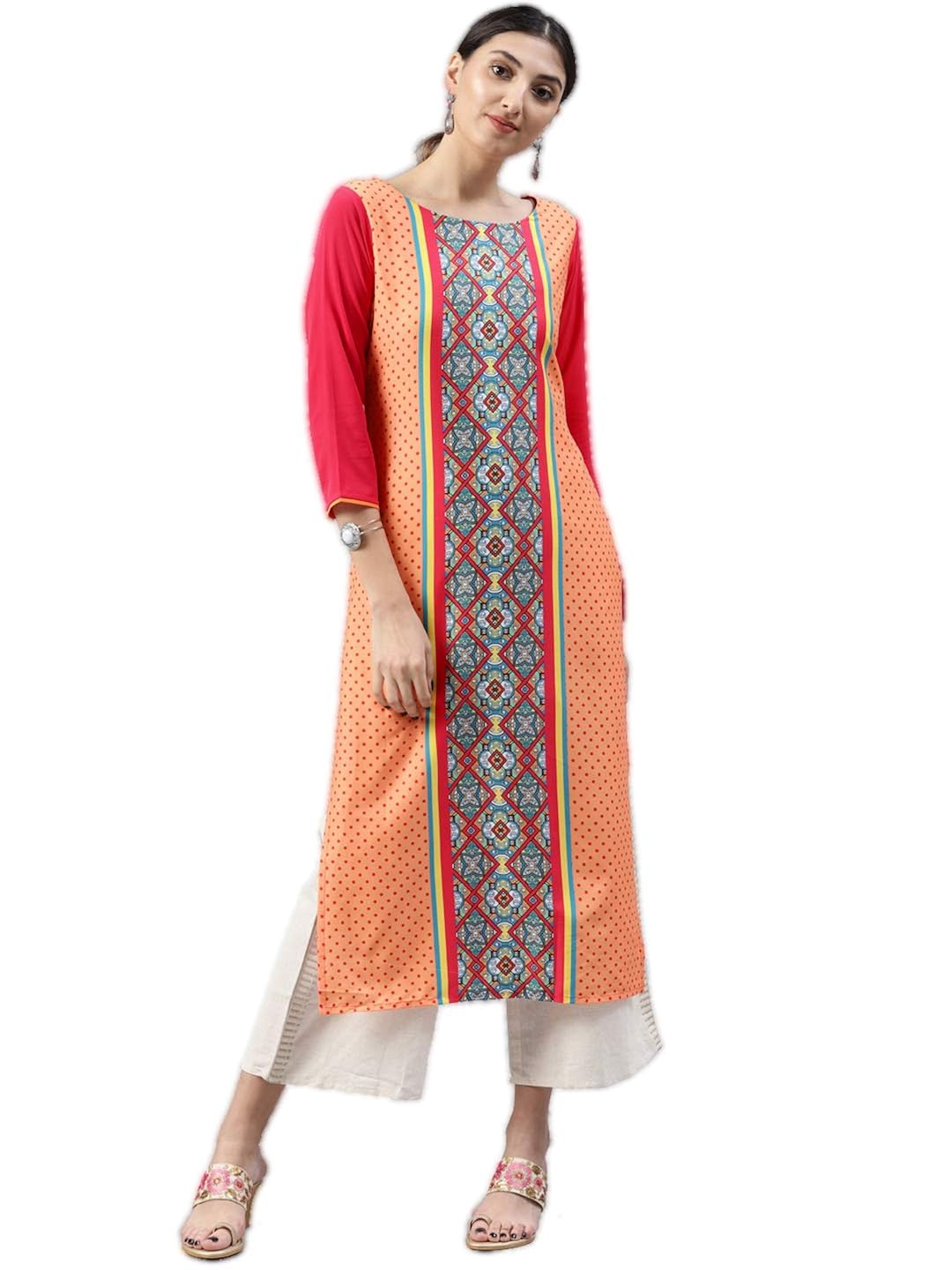 vaamsi crepe digital printed kurti(vpk1520_orange_free size)