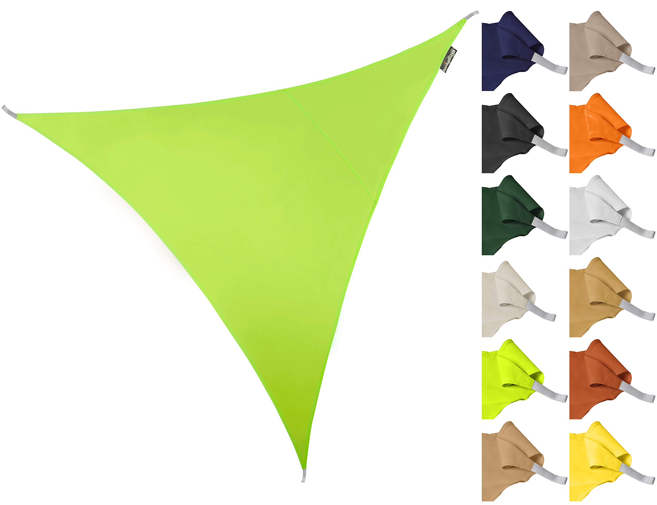 Kookaburra 2m Triangle Water Resistant Garden Patio Sun Shade Sail Canopy 96.5% UV Block with Free Rope (Lime Green)