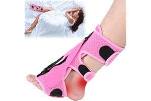 PUVIN Plantar Fasciitis Night Splint for Women & Men - 3 Adjustable Straps Plantar Fasciitis Brace, Achilles Tendonitis Drop Foot Relief Splint for Comfort Sleeping, Heel Pain Splint, Universal Size, Pink