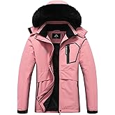 MOERDENG Women's Waterproof Snow Ski Jacket Warm Winter Coat Insulated Snowboarding Jacket Softshell Hiking Jacket