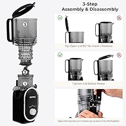 SUSTEAS Cold Press Juicer, 300W, 5.3" Large Feed