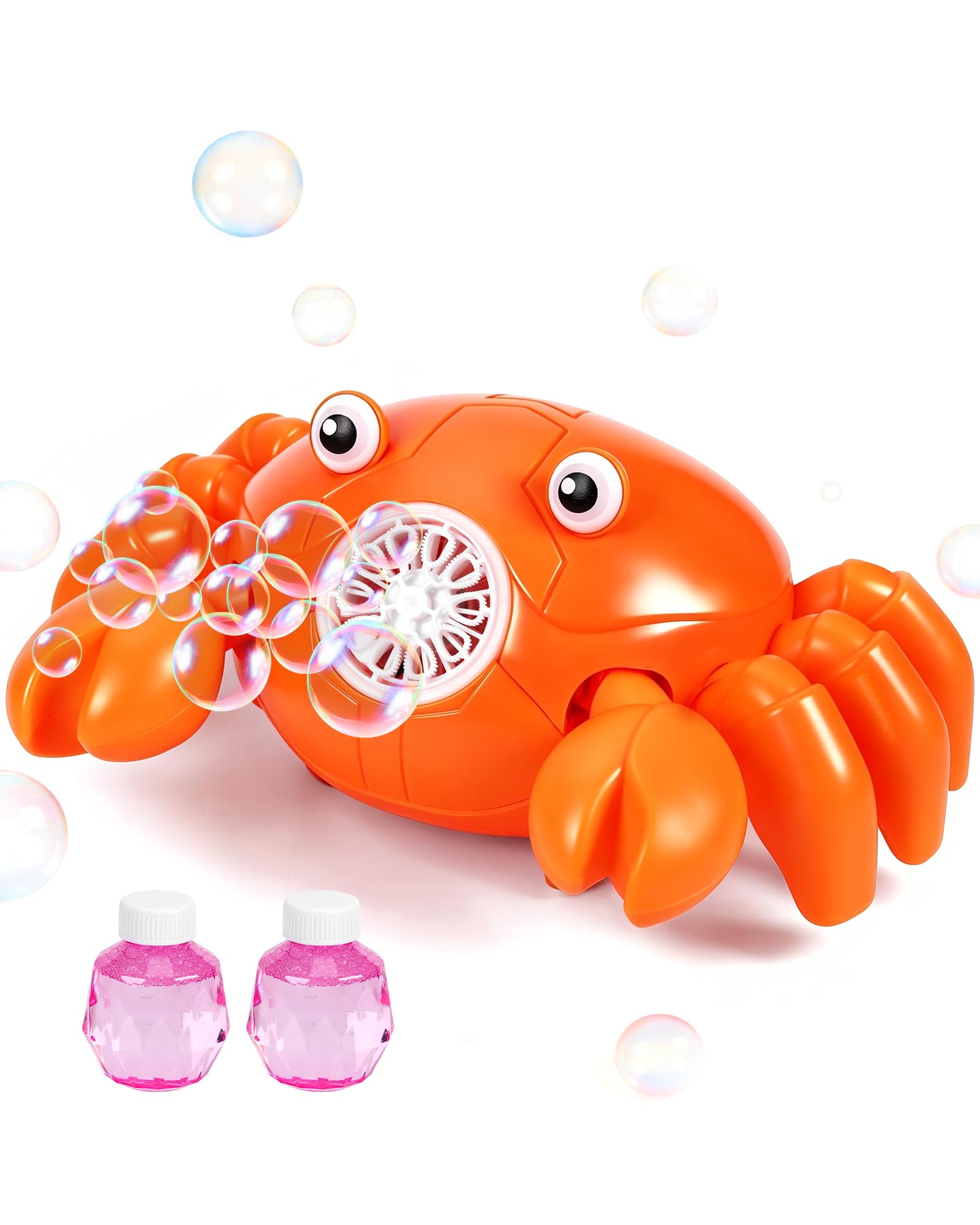Bubble Machine for Kids, 360° Rotating Crab Bubble Blower with Music & LED Lights, USB-C Rechargeable, Auto Obstacle Avoidance, Portable Bubble Maker Toy for Toddlers Indoor Outdoor Birthday Gift