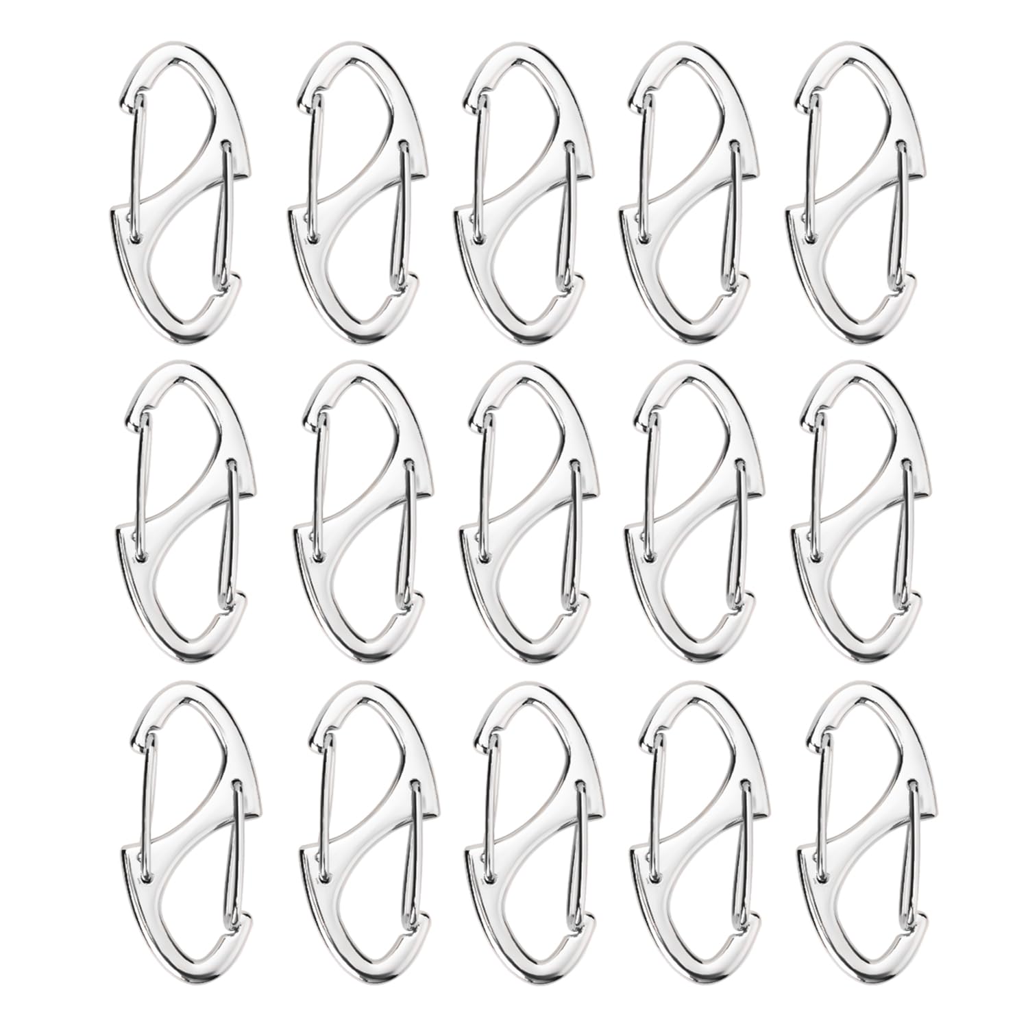 15pcs Zipper Clip Theft Deterrent, Zipper Pull Replacement Backpack Zipper Lock Clip S Shaped Carabiner Keychain Dual Locking Clip for Camping Tent Outdoor Sports (Silver)