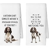 CUANFDDSF Springer Spaniel Towels Set of 2, Dog Gifts for Women, Springer Spaniel Gifts, Dog Lover Mom Gift Tea Towels Kitchen Hand Towels 16x24 Inch for Bathroom Decor