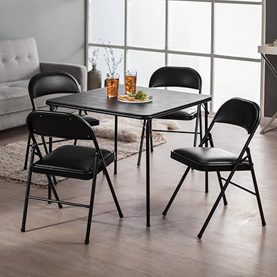 MECO Deluxe Double Padded 5-Piece Card Table and Chair Set