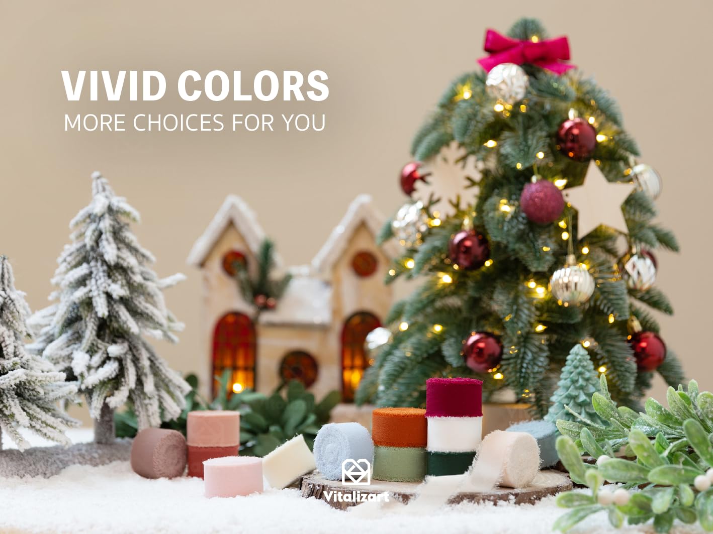 Vitalizart Christmas Ribbon Chiffon Silk Fringes 1