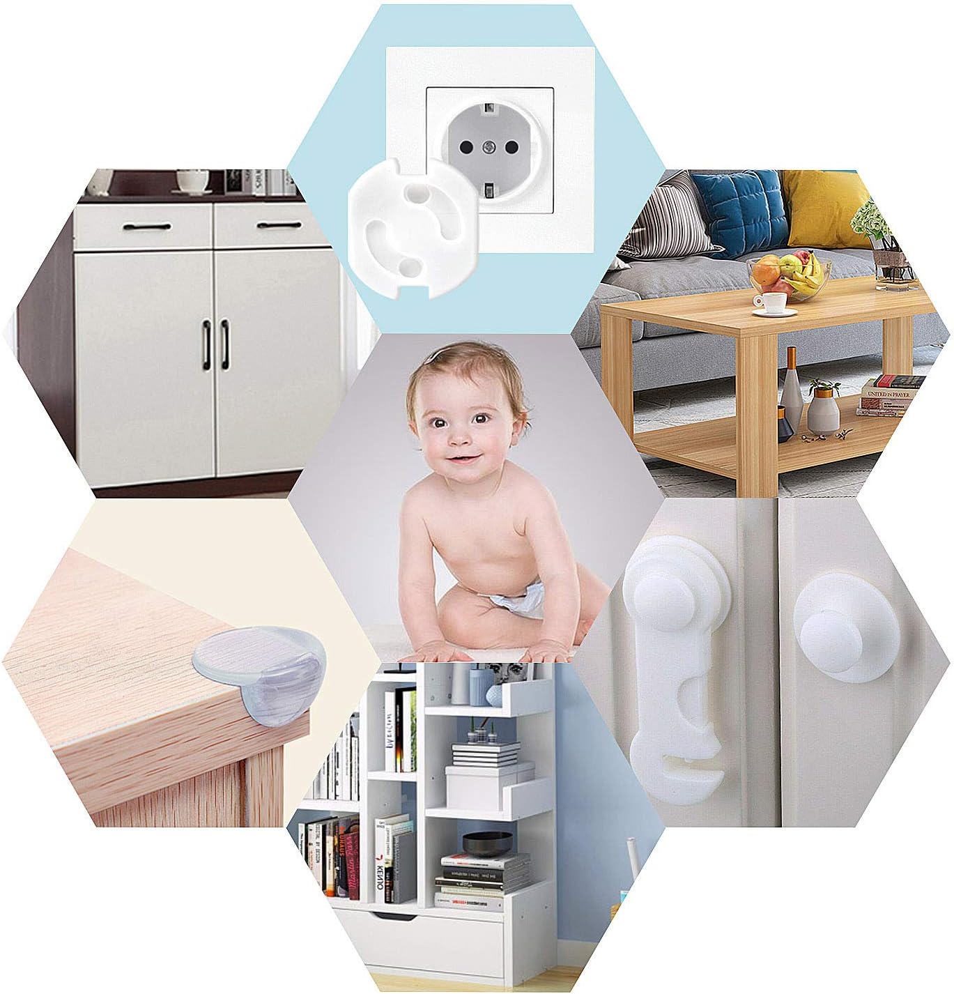 Jolintek 42 Pcs Kits Securite De Bebe Enfants 14 Coin De Table Protection Bebe 6 Bloc Porte Securite Bebe 8 Securite Placard Enfants Protection Et Securite Pour Enfants 14 Cache Prise Bloque Placards