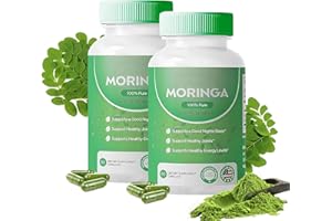 SOULRAZY Moringa Capsules,Pure Moringa Powder Capsules - 800mg of Nutrient-Rich Moringa- Promotes Energy, Gut Well-Being (2PCS)