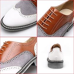 Men's Two Tone Patchwork Brogue Oxfords Shoes