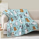 Cat Blanket Gifts for Women Girls Mom Mother's Day Birthday Christmas Valentine Present Kawaii Kitten Fishbone Theme Decor Bedroom Living Room Sofa Couch Soft Cozy Plush Kids Adults Teen Throw 60"x50"