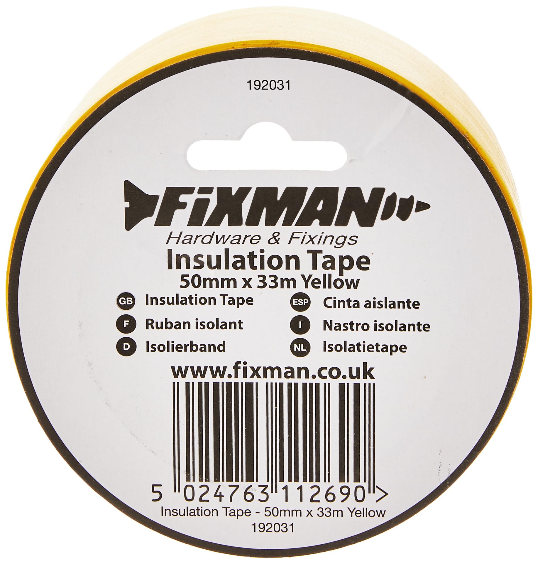 Fixman 192031 Insulation Tape 50 mm x 33m Yellow