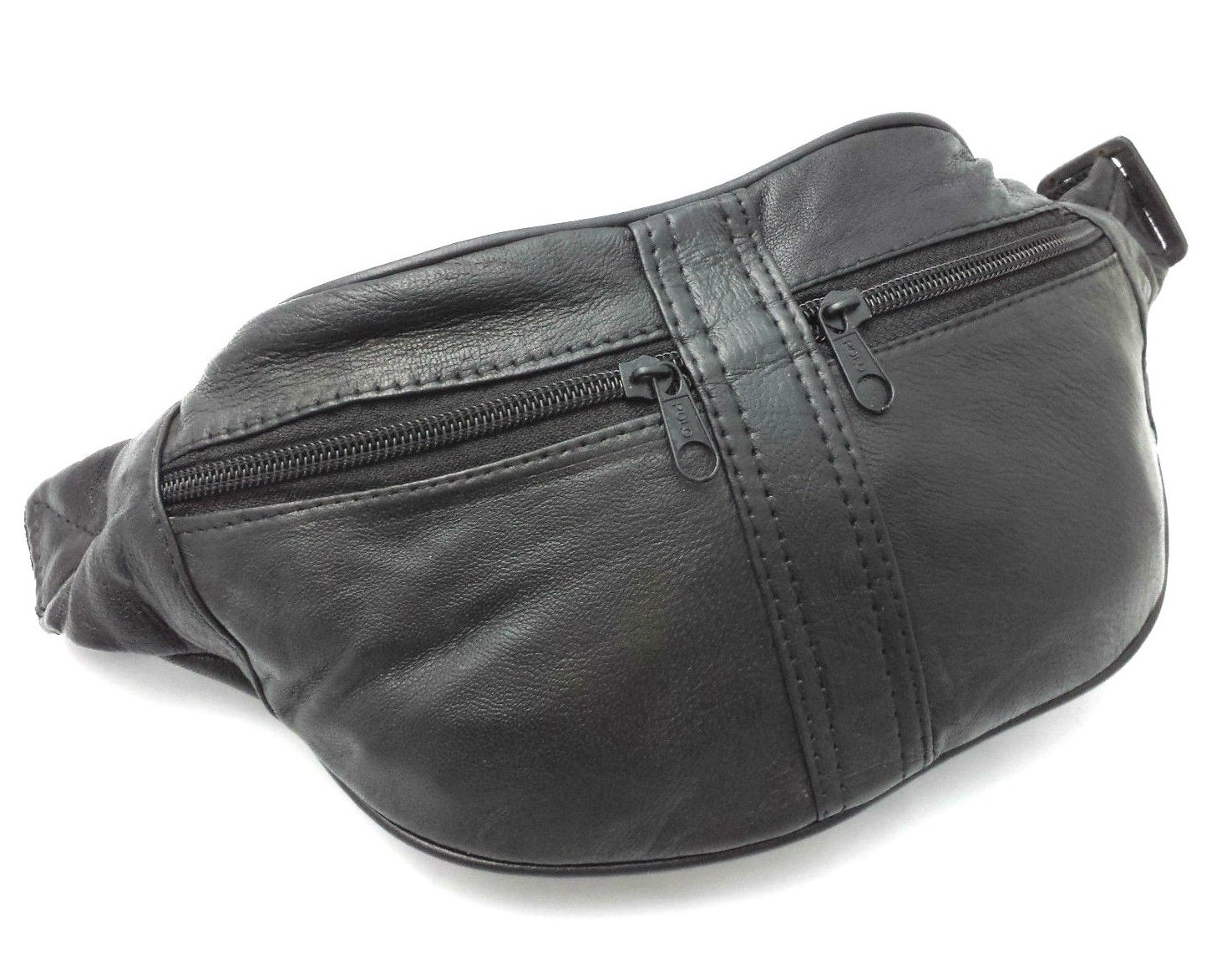 ODS:UK® Genuine Black Leather Quality Waist Bag Bum Bag Travel Pouch Pack Adjustable Belt