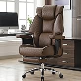 EXCEBET Big and Tall Office Chair with Footrest, PU Leather High Back Executive Office Chair 400lbs, Ergonomic Computer Chairs Lumbar Support for Heavy People (Brown)