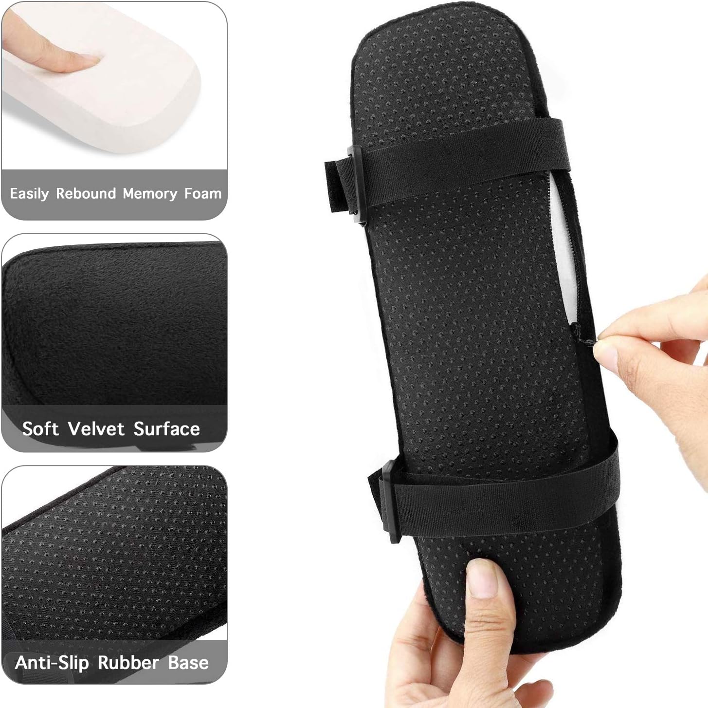 MOSISO Chair Armrest Pads (2 Pack), Memory Foam Home/Office Chair Arm Cover Comfy Computer Gaming Chair Cushion Removable Washable Elbow Support Forearm Pressure Relief, Black : Office Products