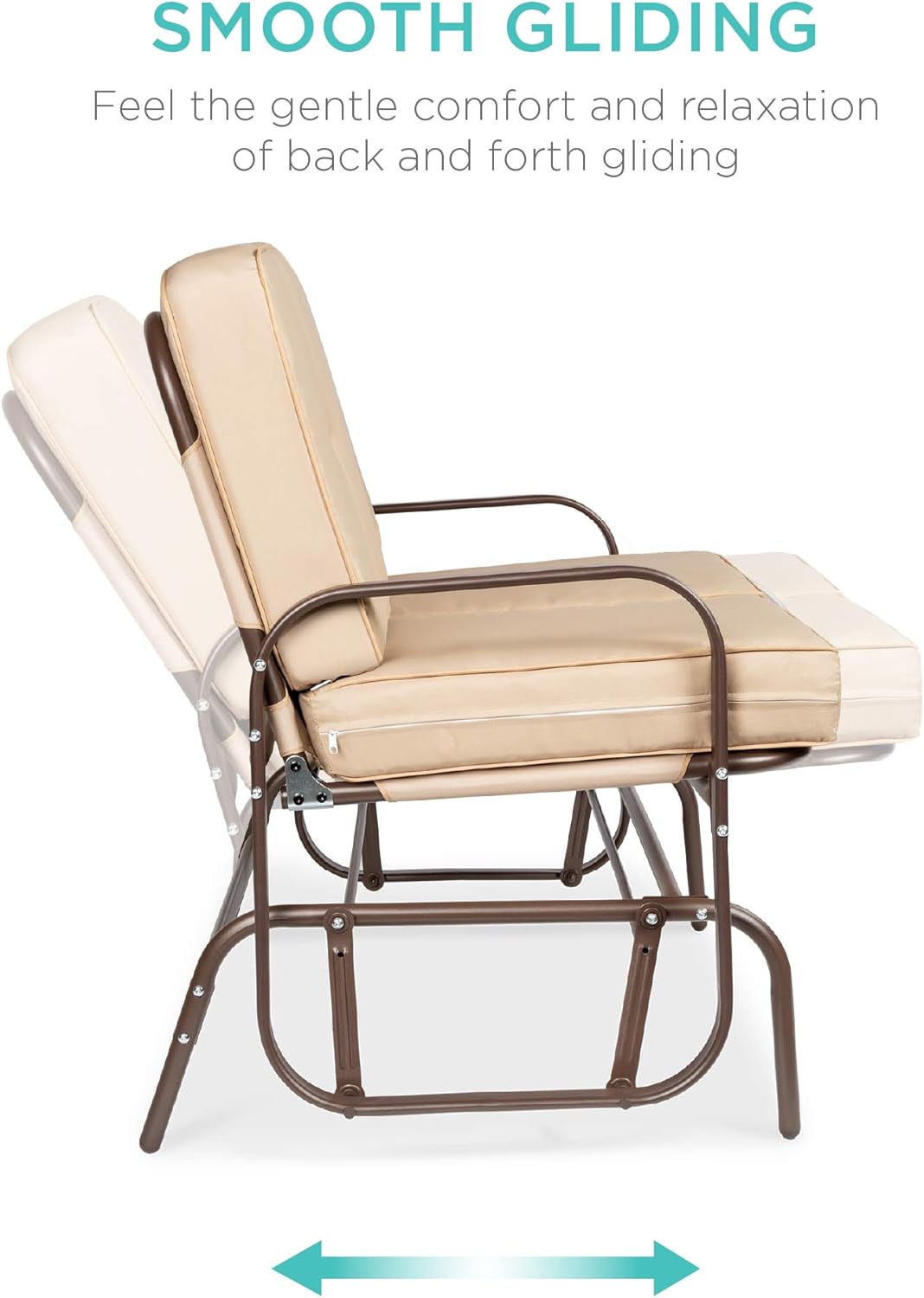 Best Choice Products 2-Person Outdoor Glider Bench Loveseat Rocking Chair for Patio, Garden, Yard, Porch w/Armrest, UV- and Water-Resistant Cushions - Beige : Garden & Outdoor