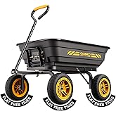 CAMMOO 10-in NO-Flat Tires 600lb Garden Dump Cart 4 Cu.Ft Wheelbarrow Black | Garden Wagon Quick-Release Dumping Garden Cart Virgin Polypropylene - Not Recycled Material for Landscaping Gardening