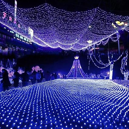 Filet Lumineux Exterieures Menees Chaine De Decoration De Rideau De Noel Lumiere Pour La Decoration De Jardin Halloween De Fete De Mariage Bleu Blanc 8 Modes 6 4m 672led Amazon Fr Cuisine Maison
