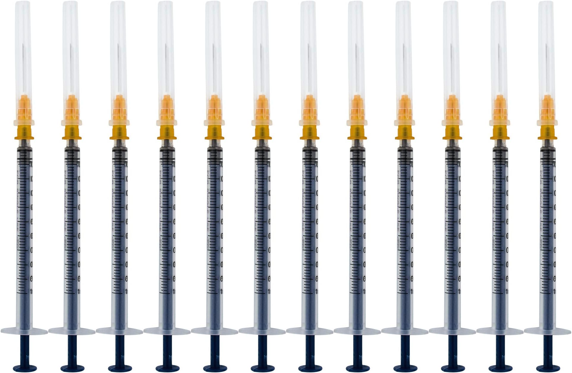 Syringe With 25Ga Needle And Cap, Plastic Aseptic Packaging. (1ml/cc-100Pcs)
