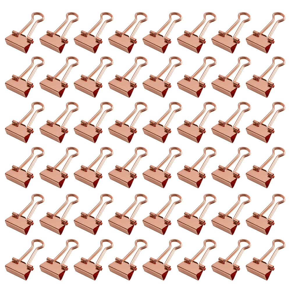 LELE LIFE Same Size Rose Gold Binder Clips, 48Pack Medium Paper Clamps, Rust-Proof File Paper Money Clamps, Binder Paper Clips for Office Home School, 0.98in 25mm