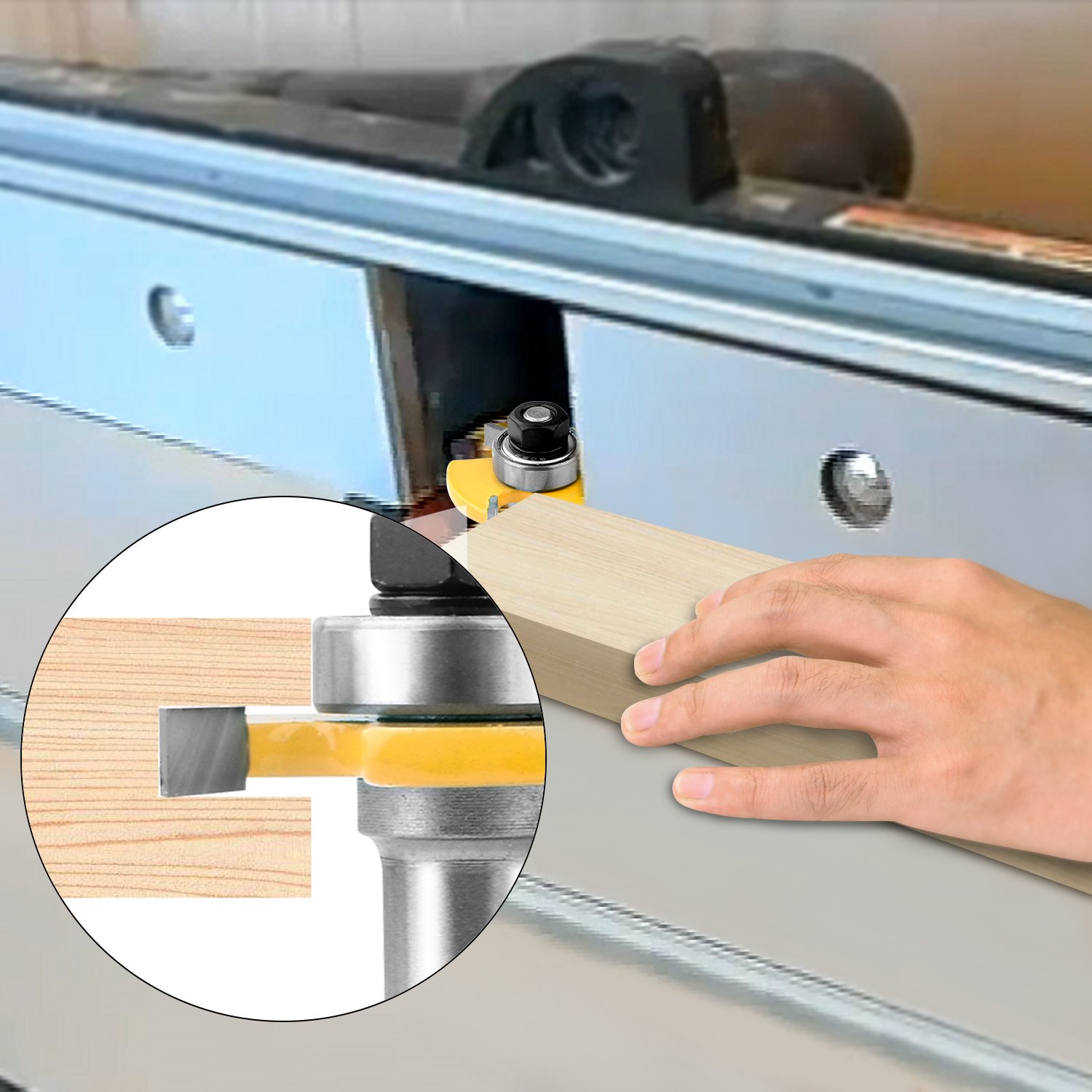 NOUVCOO 2Pcs Tongue and Groove Set,1/2 Inch Shank T Shape Wood Milling