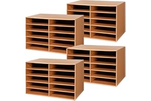Ireer 4 Pieces Cardboard Paper Organizer, Classroom Mailboxes, Construction Paper Storage, Compartment Literature Sorters, Classroom Organizers for Student Office School (Kraft Paper,10 Slots)