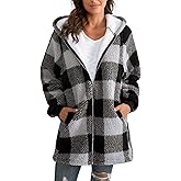 Yanekop Womens Oversized Sherpa Jacket Fuzzy Fleece Zip Up Jacket Warm Winter Coats Faux Fur Coat with Pockets
