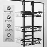 UUlioyer Hanging Shower Caddy Over Door 3-Tier Shelf No Drilling Black view 2