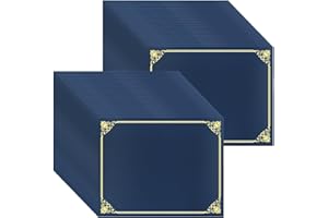 OLEITODH 50 Pcs Certificate Holders Bulk, Navy Blue Diploma Covers Gold Foil Border, Document Covers for Letter Size 8.5x11 Award Certificates, Cardstock, Document Papers, Graduation