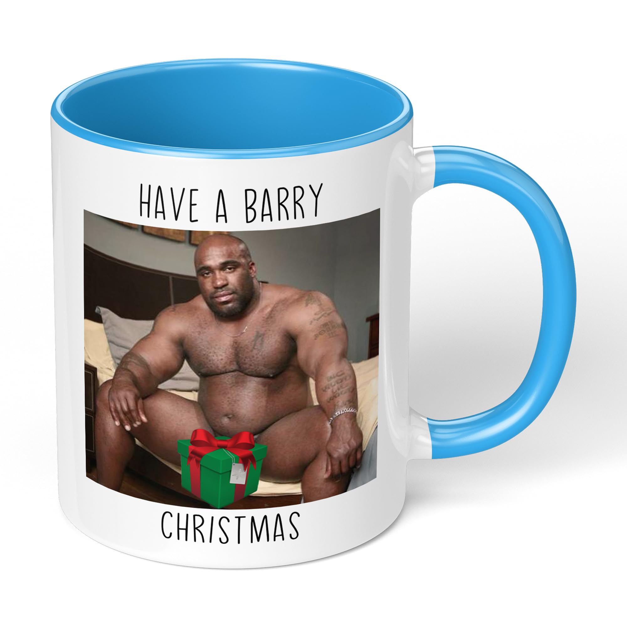 Print Maniacs Barry Wood Mug Christmas 11oz Gift Secret Santa Stocking Women Girls Her Hot Coffee Tea Xmas Present Adult Joke Funny Rude Naughty Present Mug (Blue Fill)