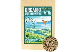 GLDNT Organic Silver Needle White Tea, Premium Chinese Organic White Tea Loose Leaf, Low Caffeine, Delicate & Smooth Flavor, 3.5oz
