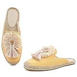 TONIVIS Women's Espadrilles Mule Shoes with Tassel