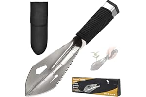 Yeacool Backpacking Shovel, Camping Hand Trowel, Lightweight Hiking Shovel, Small Potty Multitool with Carrying Pouch for Digging, Metal Detecting, Gardening, Survival and Outdoor