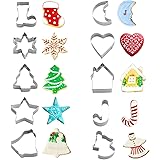Christmas Cookie Cutters Set - Holiday Mini Cookie Cutter set of 10, Include: Gingerbread House, Snowflake, Christmas Tree, G