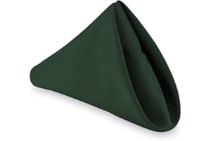 Lann's Linens - 1 Dozen 17" Cloth Dinner Table Napkins - Machine Washable Restaurant/Wedding/Hotel Quality Polyester Fabric - Hunter Green