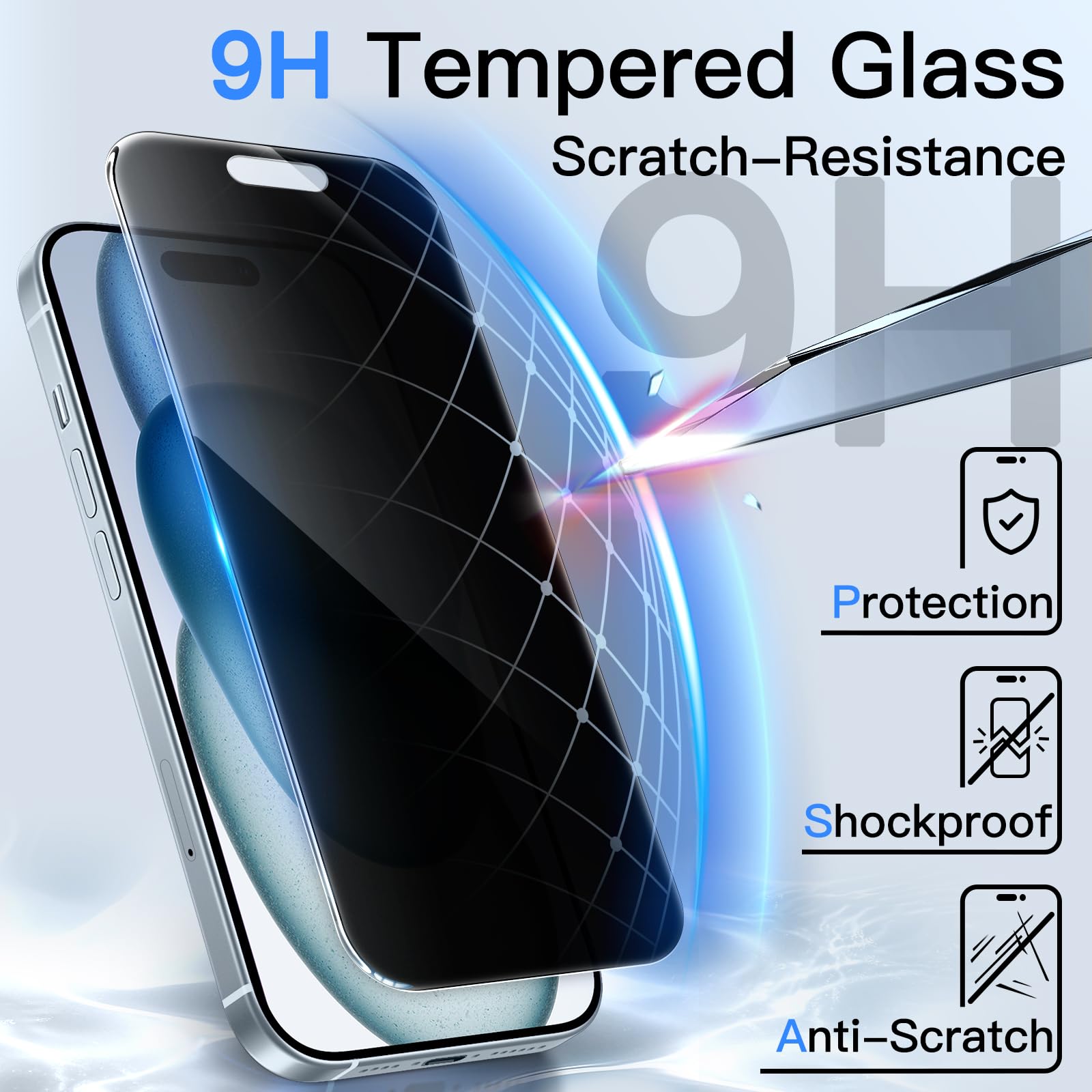 360° Privacy Screen Protector for iPhone 15 / 15 Plus / 15 Pro / 15 Pro Max