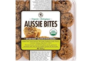 Aussie Bites | 32-Count 850g | USDA Organic Bite-Size Snacks | Rolled Oats, Dried Apricots, Seeds, Honey & More | Healthy Bre