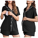 Ekouaer Women's Maternity Nursing Pajama Sets Button Down Postpartum Pajamas Short Sleeve Breastfeeding Clothes