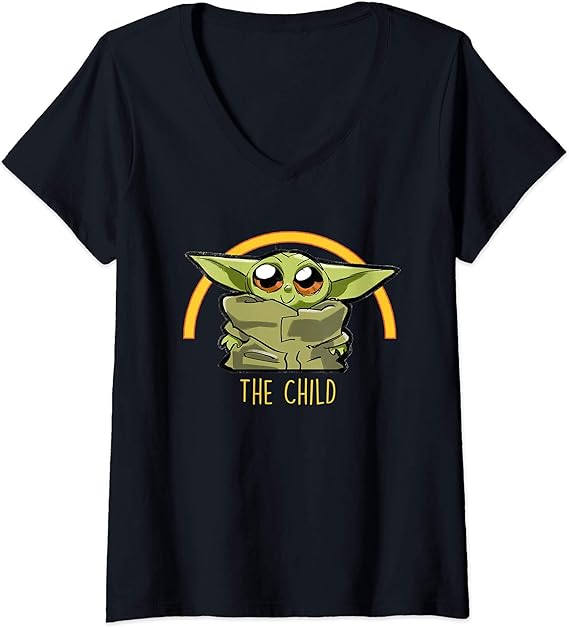 Amazon Tシャツメンズ夏服半袖 レディーススターウォーズマンダロリアン子供はとてもかわいいvネック綿柔らかく着心地の良いカジュアルファッション紳士服 S Tシャツ カットソー 通販