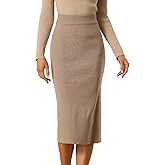 Allegra K Women's Sweater Skirts Ribbed Knit Elastic High Waist Stretchy Slit Casual Office Pencil Midi Skirt