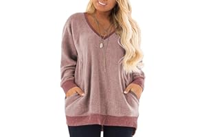 DOLNINE Women's Plus Size Sweatshirts Color Block Long Sleeve Pocket Shirts Tops